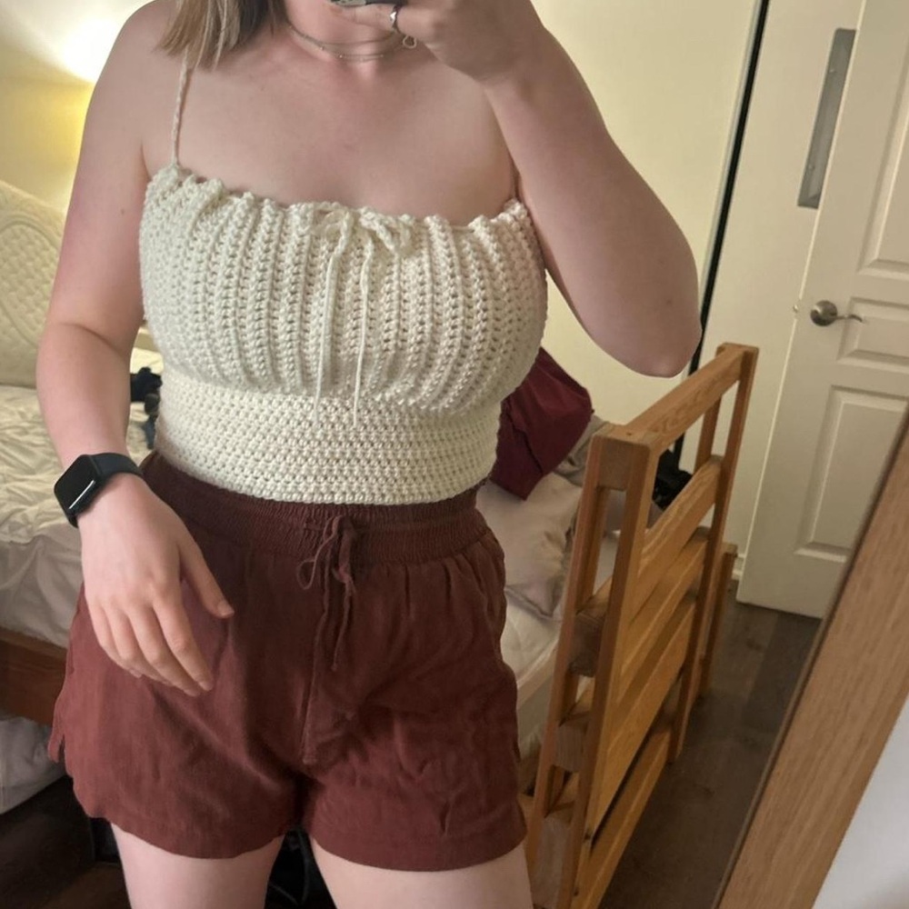 White Crochet Crop Top